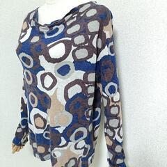 プランテーション 美品 長袖カットソー マルチカラー 総柄 綿 絹 M レディースの画像