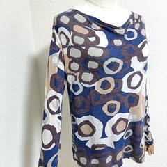 プランテーション 美品 長袖カットソー マルチカラー 総柄 綿 絹 M レディースの画像