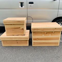 古道具 収納箱 茶箱 内側ブリキ 3点