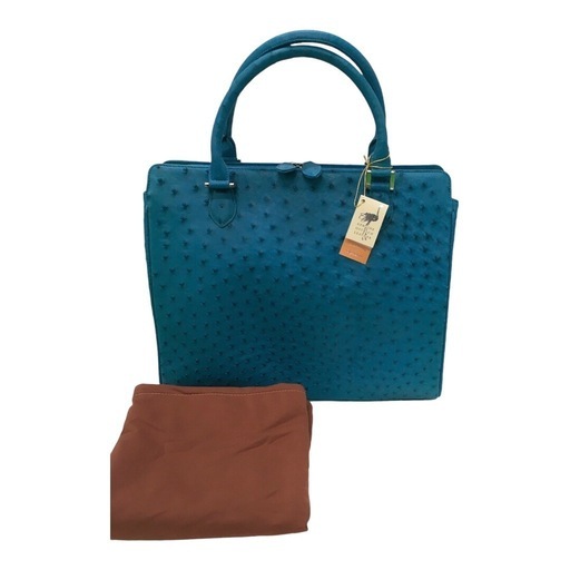 Do-45 オーストリッチ　ハンドバッグ　ブルー　本革