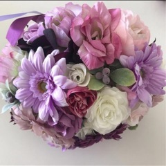 ブーケ、ブートニア、花冠セットの画像
