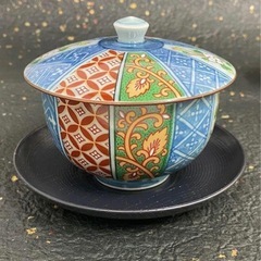 有田焼　仁祥窯　染錦割花　茶托付番茶器揃　茶器セット　の画像