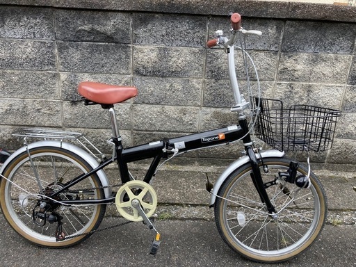 【20インチ折りたたみ】美品❗️外装6段変速付　前カゴ、泥除け装備❗️チェーン新品❗️若林自転車　浜大津店　SALE中❗️