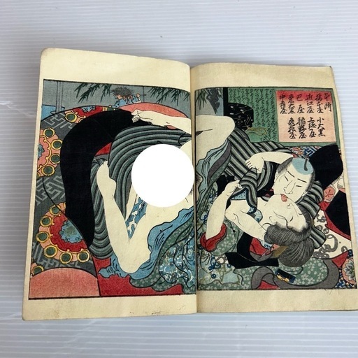 k1008606  春画本 浮世絵 木版画 錦絵 艶本 和本 春画 枕絵 蔵出し shunga ukiyoe インテリア 中古 現状品