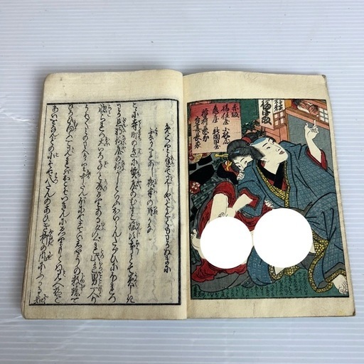k1008606  春画本 浮世絵 木版画 錦絵 艶本 和本 春画 枕絵 蔵出し shunga ukiyoe インテリア 中古 現状品