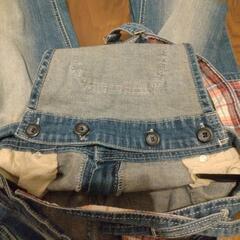 レディース　デニムチェック膝下サロペット　の画像