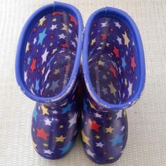 15cm　青のカラフル星柄　長靴　の画像