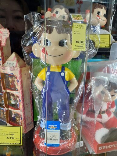 【B37】不二家  首振りペコチャン人形  青