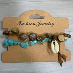 ハワイアン　ターコイズブレスレット　ターコイズ　ブレス　ウッドビーズの画像