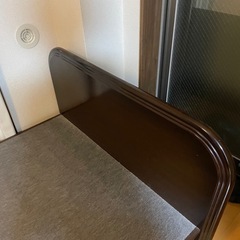 ダークブラウン 木製 セミダブルベッドフレーム 引き出し付きの画像