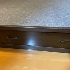 ダークブラウン 木製 セミダブルベッドフレーム 引き出し付きの画像