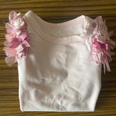 panpantutu 可愛いピンクのフリル付き長袖Tシャツ 80cm