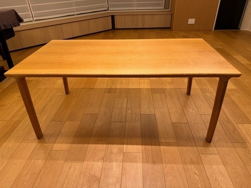 【カンディハウス】ダイニングテーブル天然木ナラ　160x85x65 曲面加工