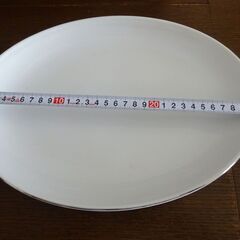 ＜昭和レトロ＞銀縁白色オーバルプレート◆現品1枚のみ◆の画像