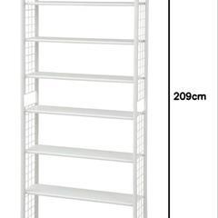 103f[山善] フリーラック (突っ張り) スリム 幅78×奥行25×高さ209-282cm 棚板耐荷重10kg 棚板の高さが変えられる 壁面収納 本棚 組立品 ホワイト STR-788(WH/WH)開封未使用品y100903fの画像