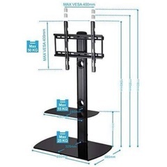 テレビスタンド 32～50インチ対応 壁寄せ 高さ調節可能 ラック回転可能 ブラック Fitueyes TT206501GBの画像
