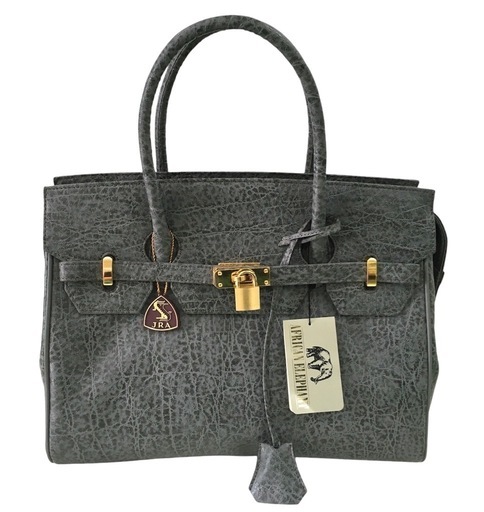 Do-47 エレファント  ハンドバッグ　グレー　スプリットレザー　鍵付き　レディース