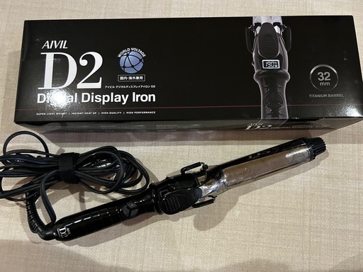 ヘアアイロン　コテ　AIVIL D2 デジタルディスプレイアイロン 32mm チタンバレル