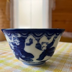 湯呑　唐子絵柄　昭和