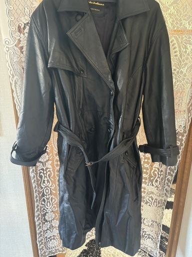 moda Italiana 黒 レザー トレンチコート