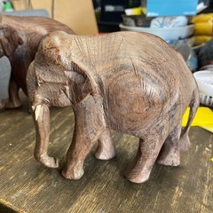 インド製　ゾウ置物　2頭セット　【リサイクルショップ道楽屋】の画像