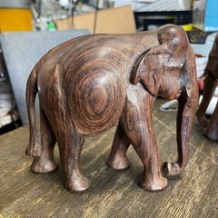 インド製　ゾウ置物　2頭セット　【リサイクルショップ道楽屋】の画像