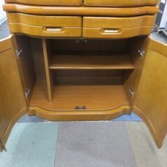 幅82㎝ カップボード 食器棚 木製 奥39×高195cm 飾り棚 食器棚 ダークブラウン 2分割 札幌 北20条店の画像
