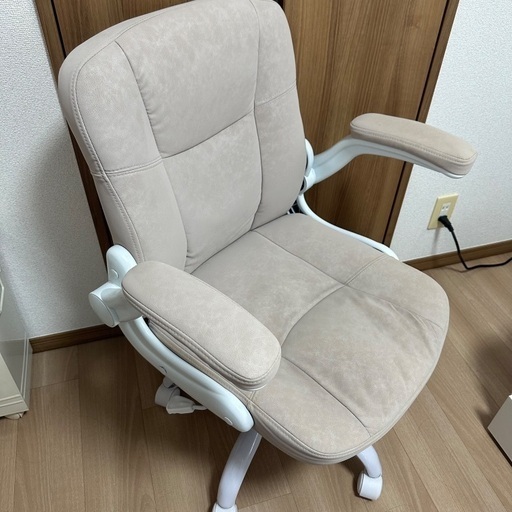 【美品✨】デスクチェア（PUレザー素材/ミルクローズ）