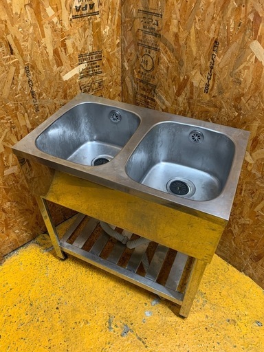 a(6706) ステンレス流し台 二槽シンク バックガードなし W750D450H800 流し台 ステンレス 業務用シンク 直接引き取り歓迎 大阪 厨房機器