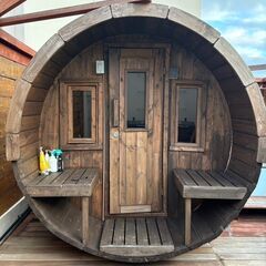 エストニア産バレルサウナ2.8m 電気ストーブセット（別途費用有）の画像