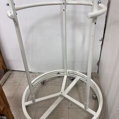 回転ハンガー ラック キャスター付 家具 収納 ホワイト 美品　段100cm下段75cm長尺65×195cmの画像