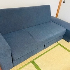 家具 ソファ 3人掛けソファベッド 布張り カウチ付き 引き出し...