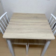 【美品】木目調テーブル&チェア×2の画像