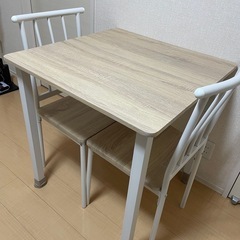 【美品】木目調テーブル&チェア×2の画像