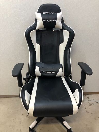 GTRACING ハイバック ゲーミングチェア ランバーサポート フットレスト リクライニング PUレザー デスクチェア スピーカー付き 白 【糸島市内 送料無料】1009-6