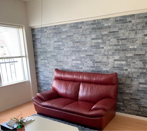 明日まで本革二人がけソファー