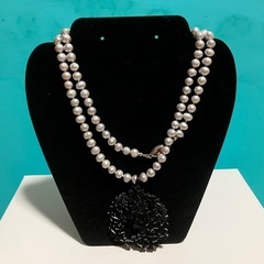 （決まりました）牛の角 バロックパール ロングネックレス マグネット式