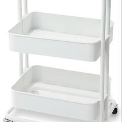 3段スチールラック・キャスター付き　ホワイト