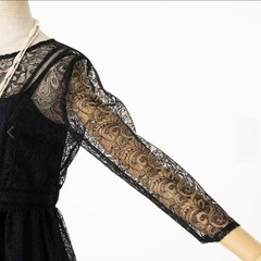 【美品】Lilly brown チュールレースドレス 刺繍ワンピース 結婚式 黒の画像