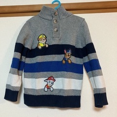 パウパトロール セーター 110cm 青系グレーボーダー