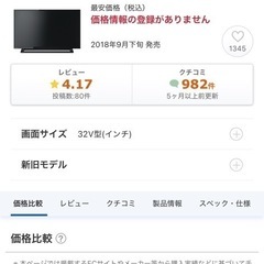 東芝　REGZA 32インチ　液晶テレビの画像