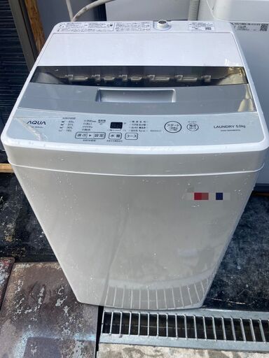 ☆中古￥10,800！AQUA　5.0kg洗濯機　家電　2020年製　AQW-S50HBK型　幅53㎝ｘ奥行50㎝ｘ高さ89㎝　【BJ041】