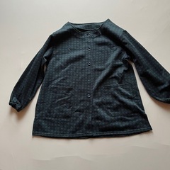 ぬくぬく裏起毛スモックグリーンチェク新品