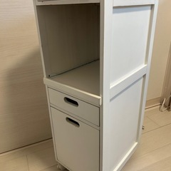 スライド棚付き　コマ付き　木製キッチンラック