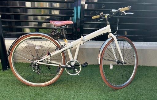 折り畳み自転車　白　700C (26インチ〜27インチ相当)　7段変速 CAPTAIN STAG