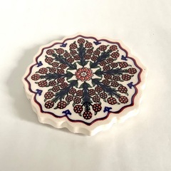 【新品！美品】トルコ産　タイル　コースター　花瓶敷き　陶器　磁器　クッション付き　インテリア雑貨の画像