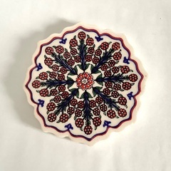 【新品！美品】トルコ産　タイル　コースター　花瓶敷き　陶器　磁器　クッション付き　インテリア雑貨の画像