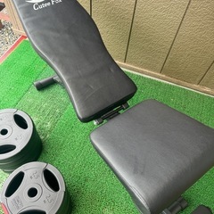 ベンチ台 +バーベル+重り セット の画像