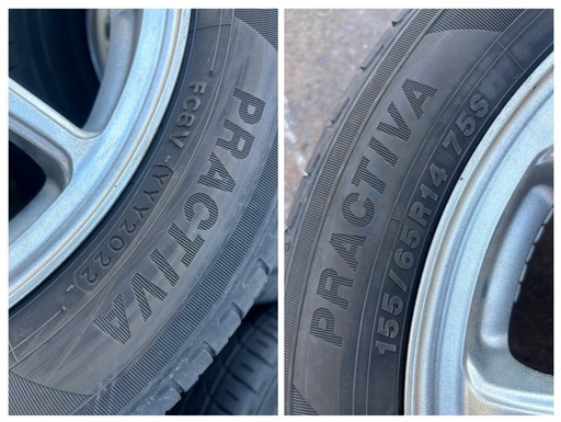 
中古　155/65r14 タイヤ・アルミ　セット
