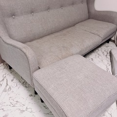 Francfranc フランフラン　グレーソファ　オットマン付き...